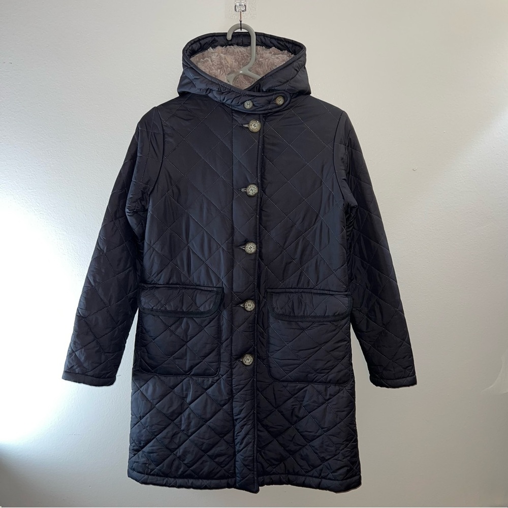 Olive green Mackintosh down jacket with sherpa lining size 36 made in Scotland